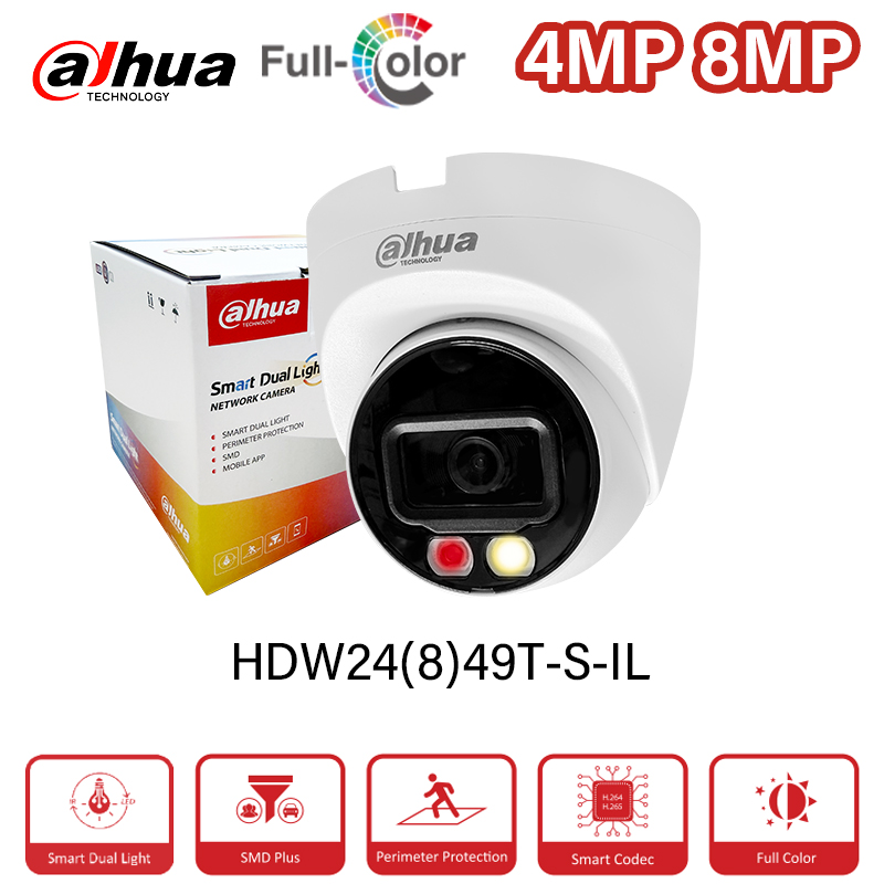 Outdoor Lighting No Electricity - Dahua IPC-HDW2449T-S-IL HDW2849T-S-IL 4MP 8MP Smart