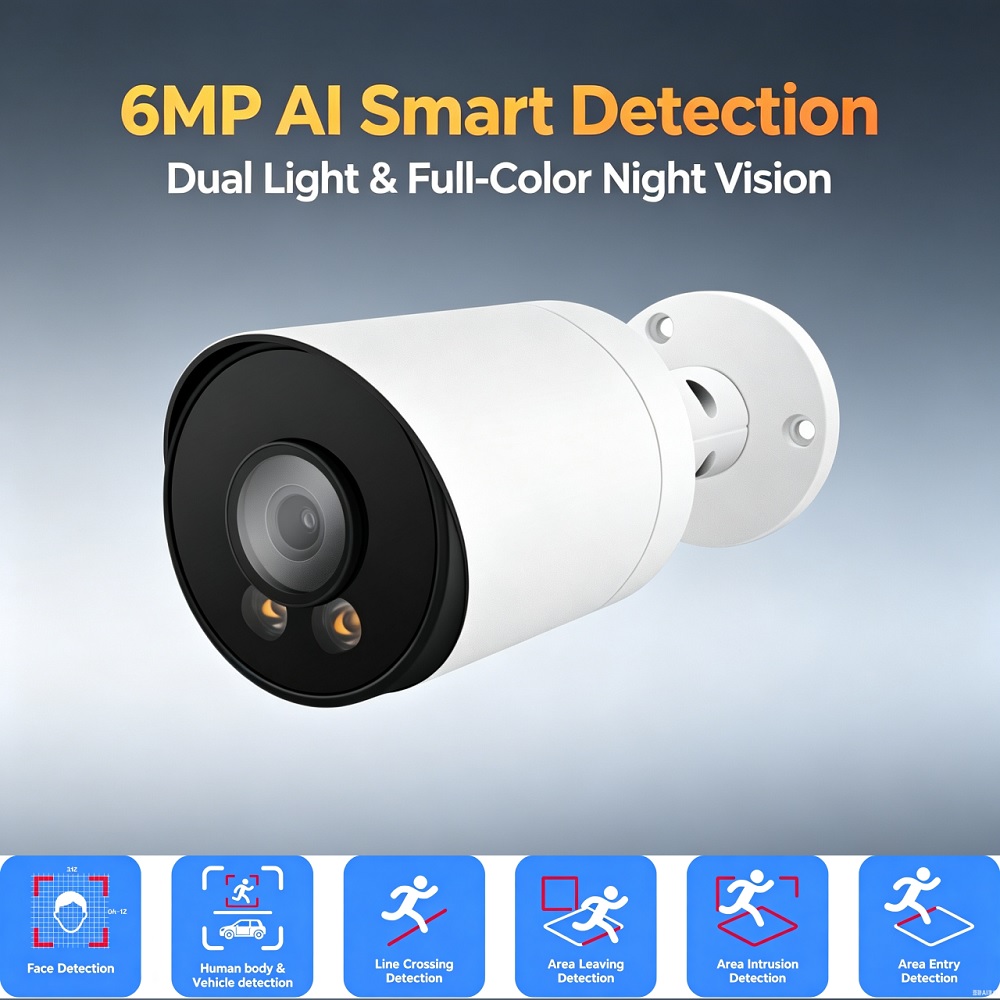 6MP POE IP67 Camera Dual Light - Outdoor Lighting No Electricity avaliação e preço