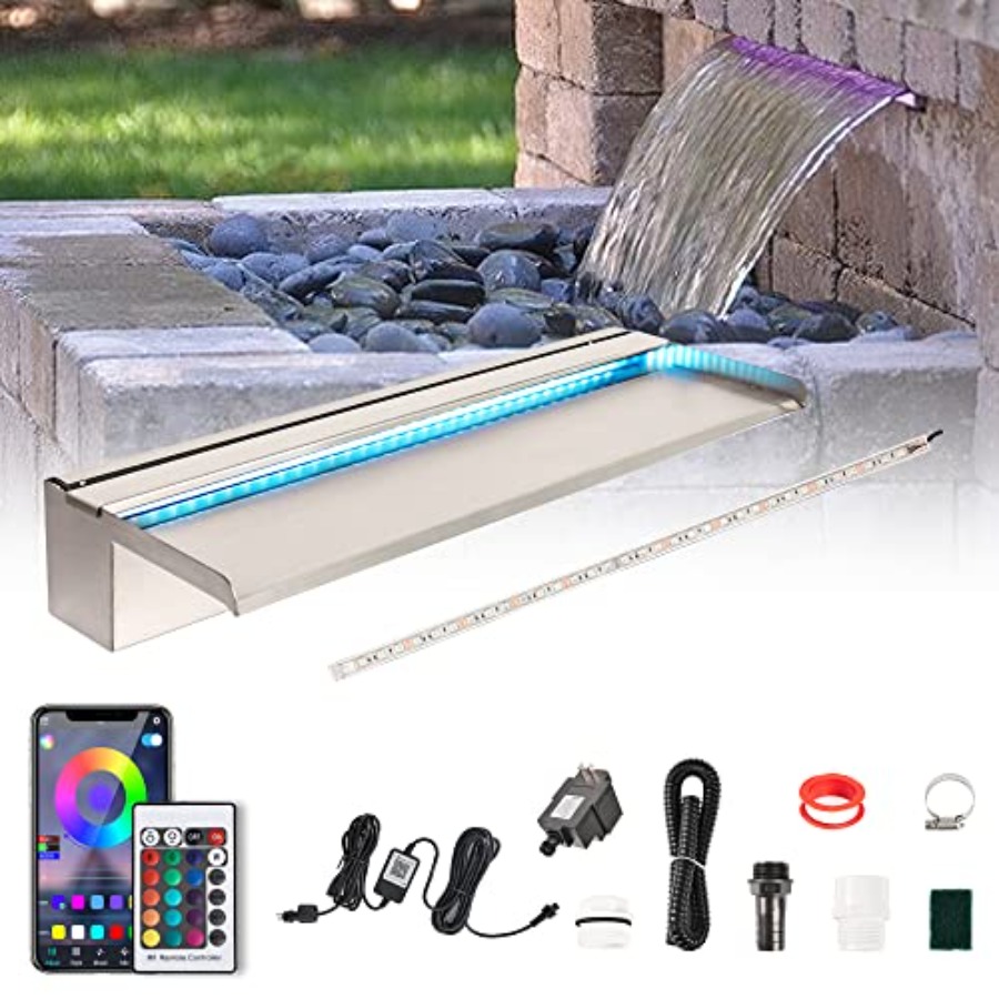 Outdoor pool waterfall spillwa - Outdoor Lighting Install avaliação e preço