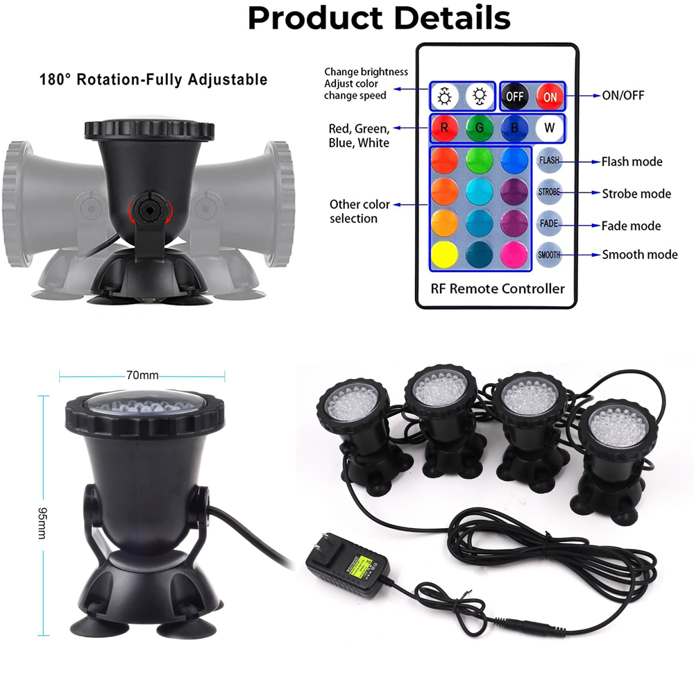 RGB LED Underwater Light IP68  - Pond Light Submersible avaliação e preço