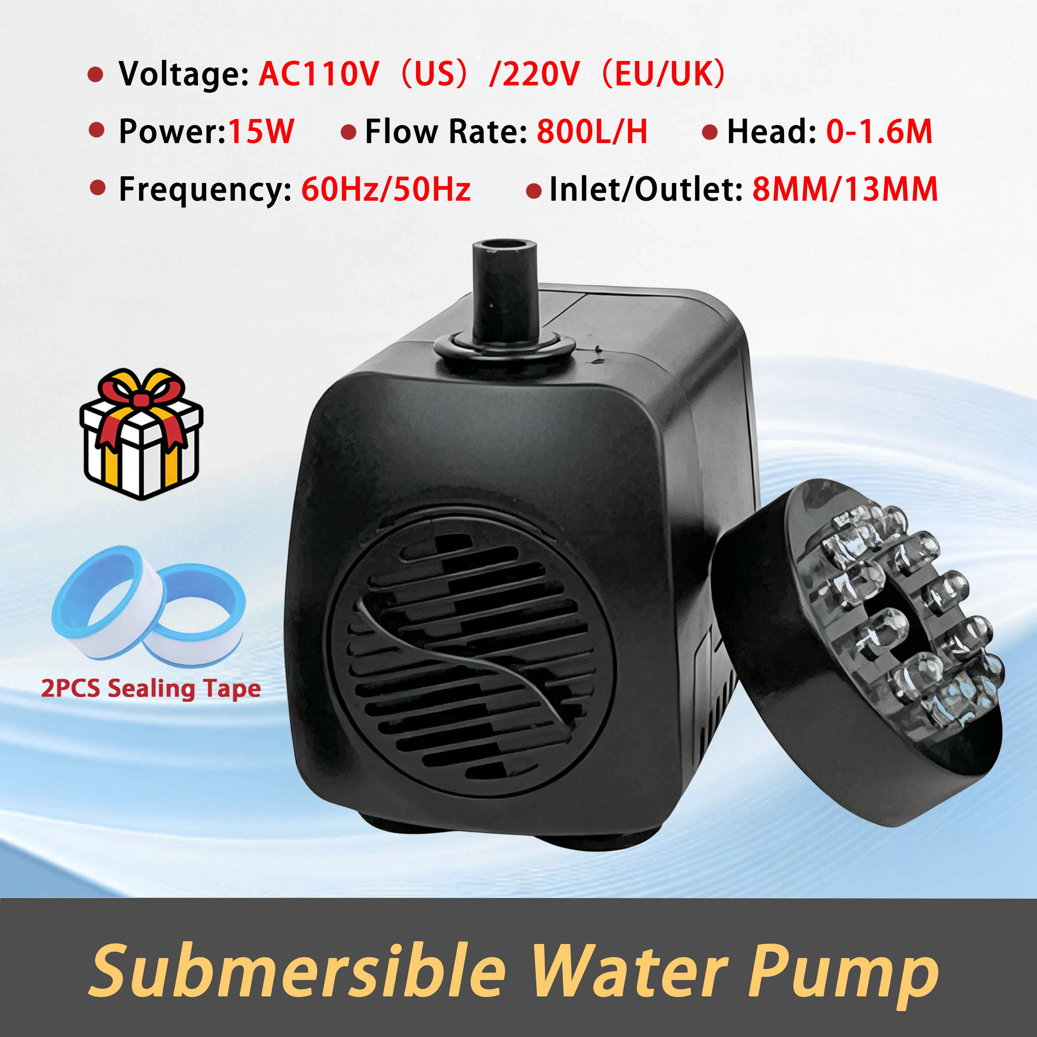 15W 800L/H Submersible Water P - Pond Light Submersible avaliação e preço