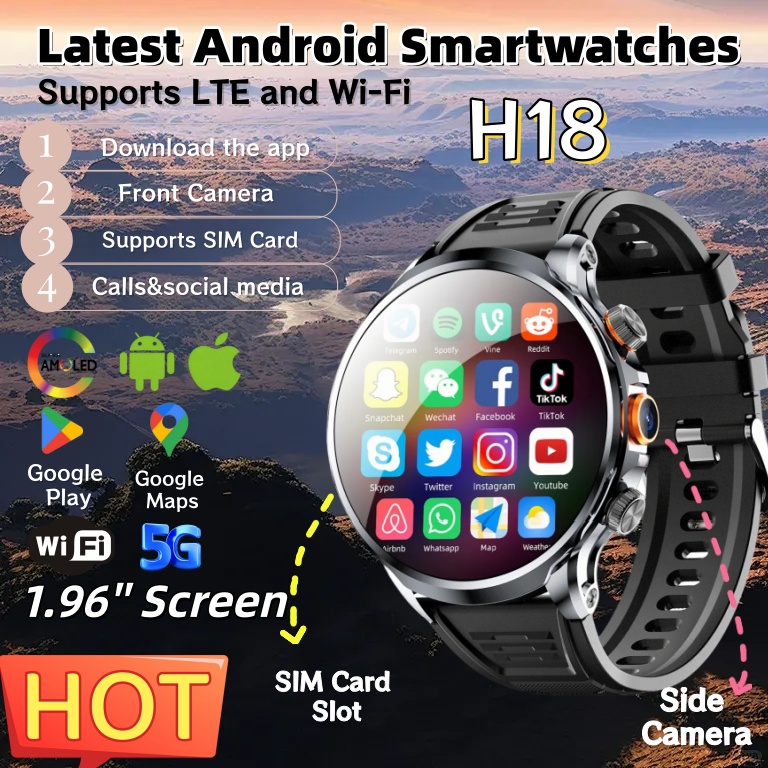 NEW 4G Android H18 Smart Watch - Outdoor Lighting Video avaliação e preço