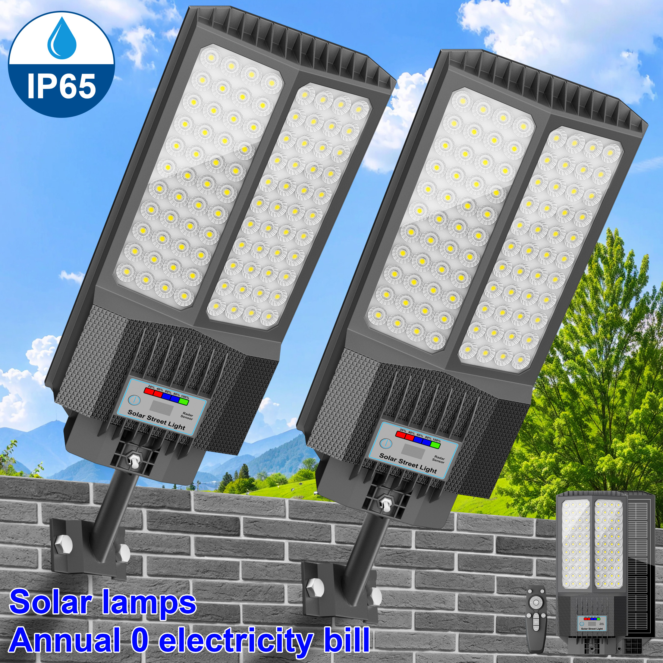 2-Pack 5000W Super Bright Sola - Outdoor Lighting No Electricity avaliação e preço