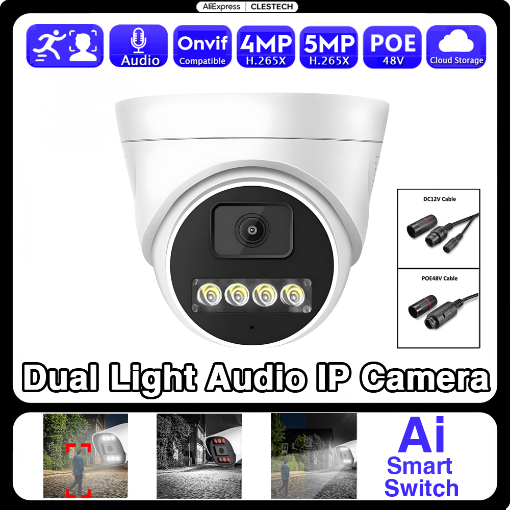 AI Audio IP POE Camera 5MP 4MP - Outdoor Lighting No Electricity avaliação e preço