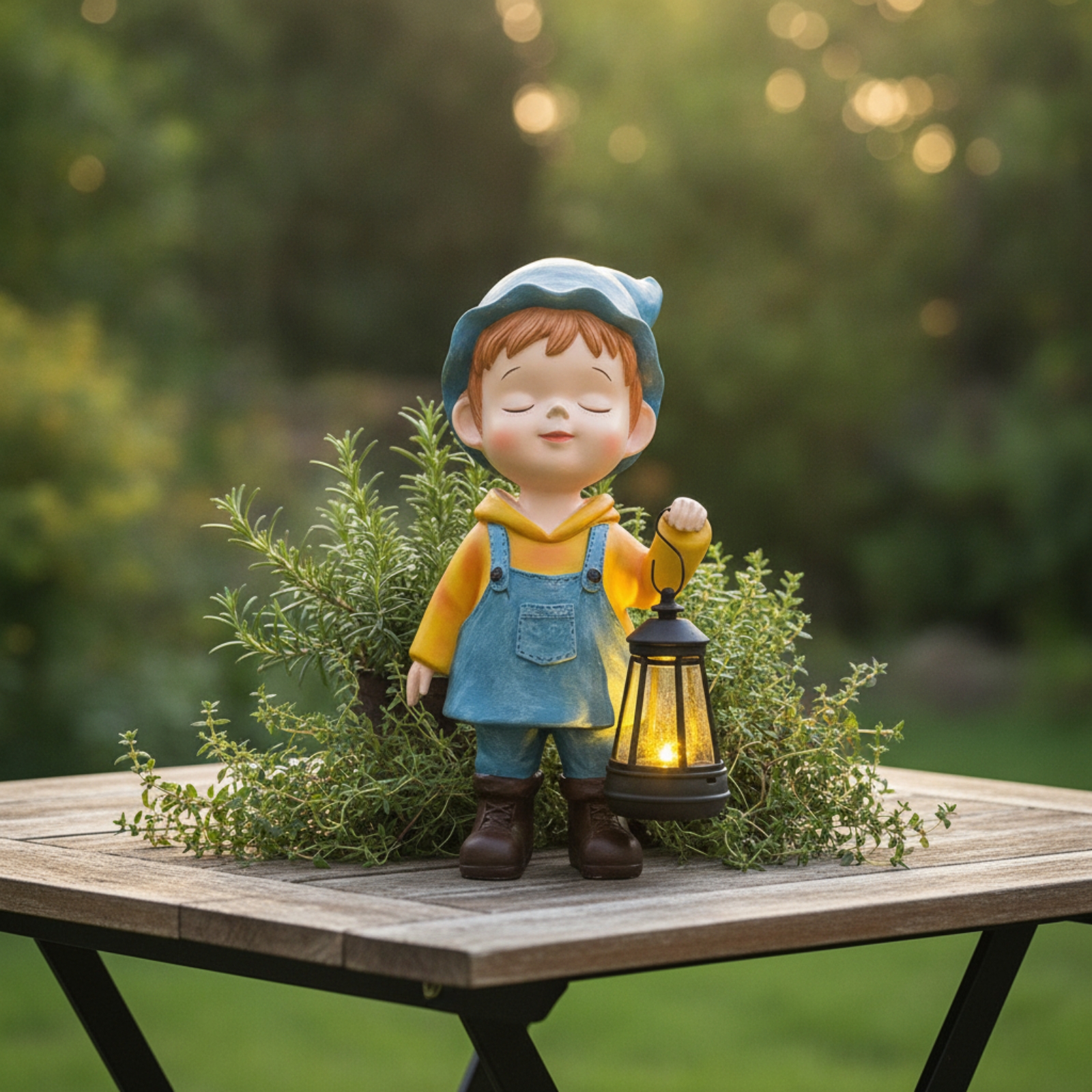 Child Statue with Lantern Ligh - Outdoor Lighting Portable avaliação e preço