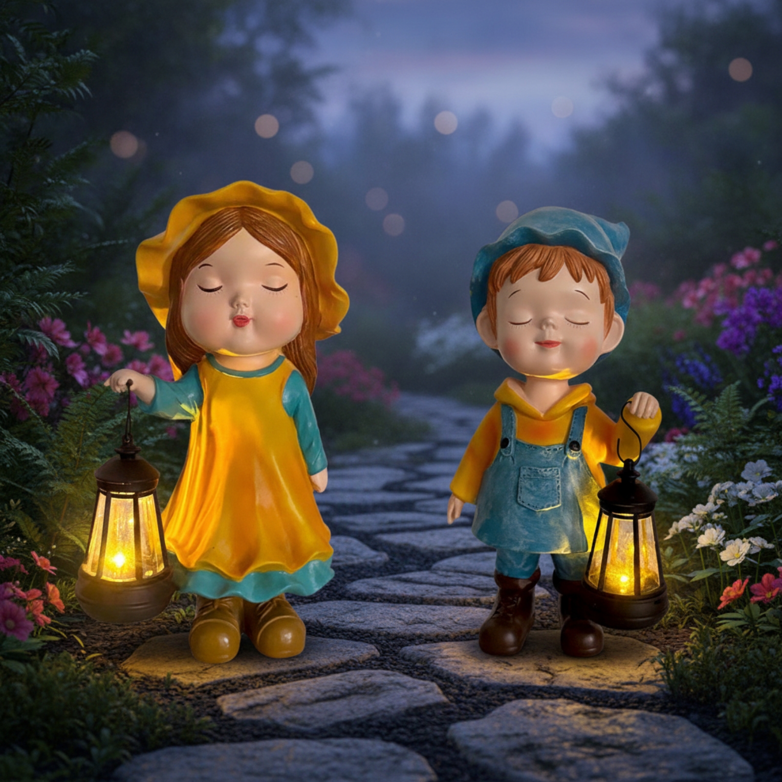 Child Statue with Lantern Ligh - Outdoor Lighting Portable avaliação e preço